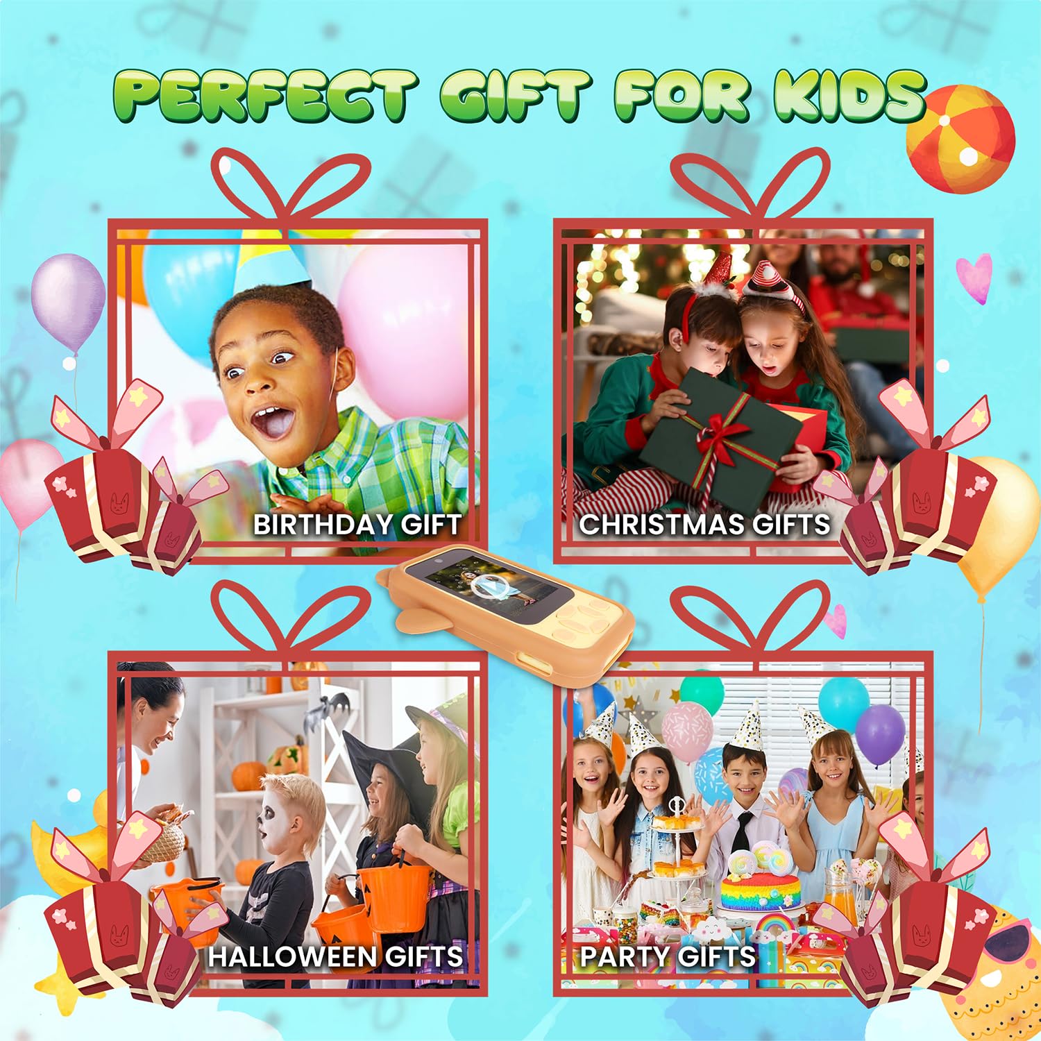 Kids' dual camera smart phone for aspiring young photographers, in an adorable bear design. www.usmile.toys